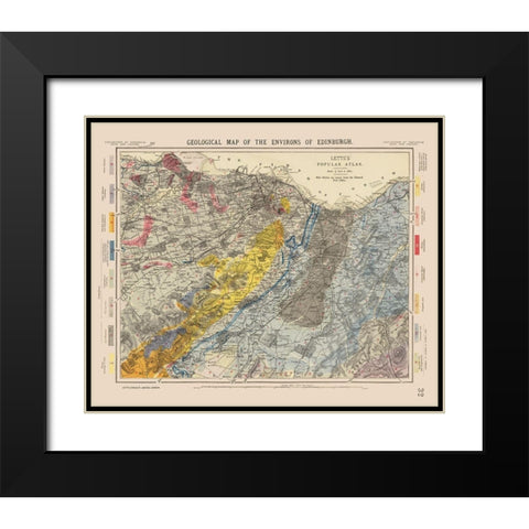 Edingburgh Scotland - Letts 1883 Black Modern Wood Framed Art Print with Double Matting by Letts