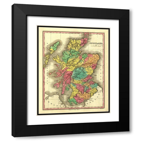Scotland - Finley 1831 Black Modern Wood Framed Art Print with Double Matting by Finley