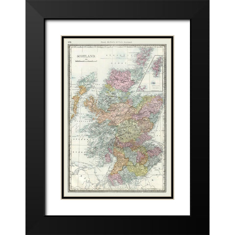 Scotland - Rand McNally 1894 Black Modern Wood Framed Art Print with Double Matting by Rand McNally