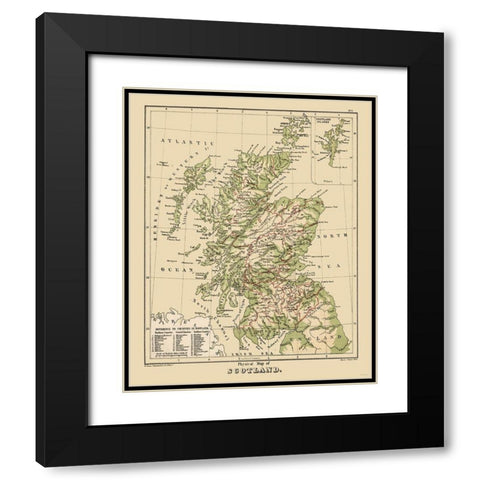 Scotland - Physical Map - Allen Black Modern Wood Framed Art Print with Double Matting by Allen