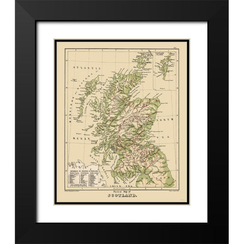 Scotland - Physical Map - Allen Black Modern Wood Framed Art Print with Double Matting by Allen