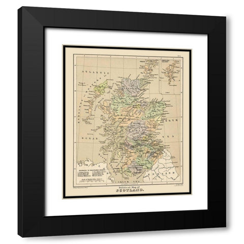 Scotland - Political Map -  Allen Black Modern Wood Framed Art Print with Double Matting by Allen