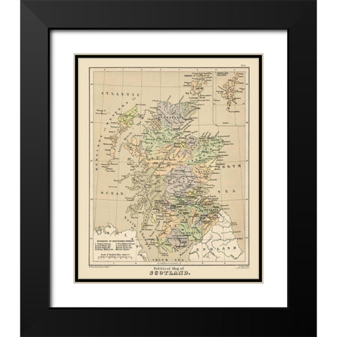 Scotland - Political Map -  Allen Black Modern Wood Framed Art Print with Double Matting by Allen