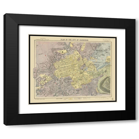 Scotland - Edinburgh - Plan - Letts 1883 Black Modern Wood Framed Art Print with Double Matting by Letts