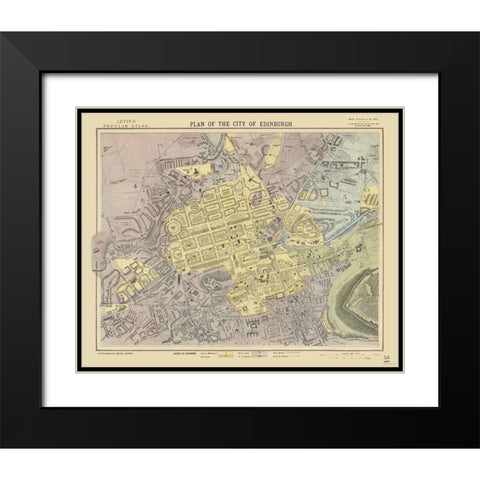 Scotland - Edinburgh - Plan - Letts 1883 Black Modern Wood Framed Art Print with Double Matting by Letts