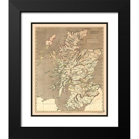 Scotland - Kirkwood 1817 Black Modern Wood Framed Art Print with Double Matting by Kirkwood