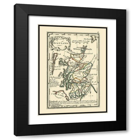 Scotland - Small Scale - Old Regions Black Modern Wood Framed Art Print with Double Matting by Unknown