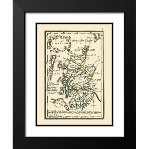 Scotland - Small Scale - Old Regions Black Modern Wood Framed Art Print with Double Matting by Unknown