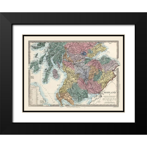 Southern Scotland - Topograpy - Stanford Black Modern Wood Framed Art Print with Double Matting by Stanford