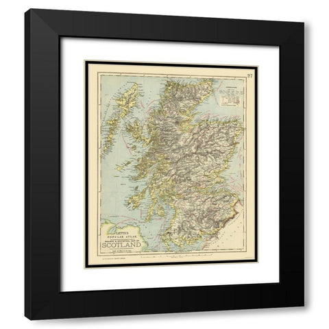 Scotland - Railways - Statistical - Letts 1883 Black Modern Wood Framed Art Print with Double Matting by Letts