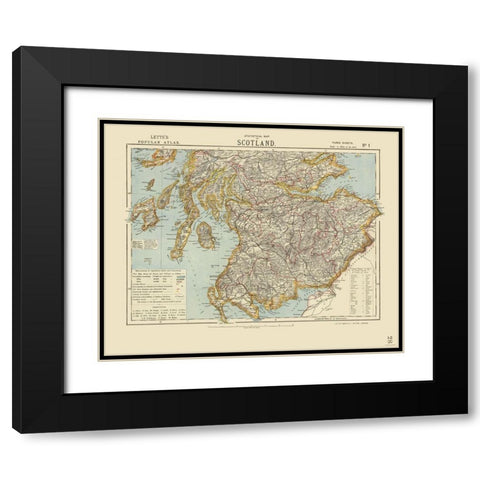 Southern Scotland - Statistical - Letts 1883 Black Modern Wood Framed Art Print with Double Matting by Letts