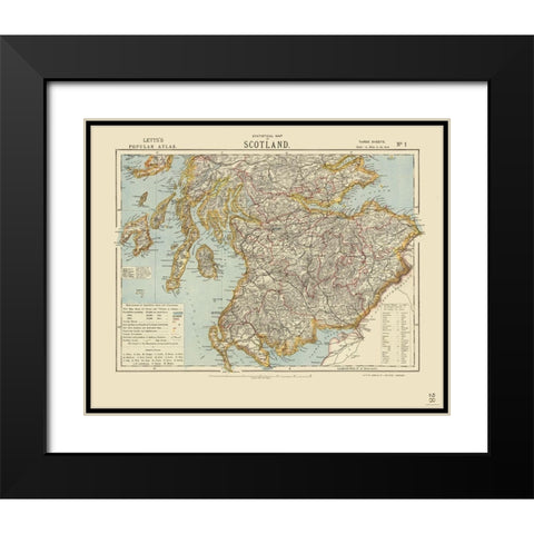 Southern Scotland - Statistical - Letts 1883 Black Modern Wood Framed Art Print with Double Matting by Letts