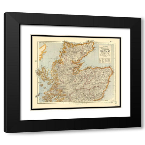 Northern Scotland - Statistical - Letts 1883 Black Modern Wood Framed Art Print with Double Matting by Letts