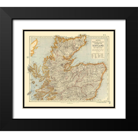 Northern Scotland - Statistical - Letts 1883 Black Modern Wood Framed Art Print with Double Matting by Letts