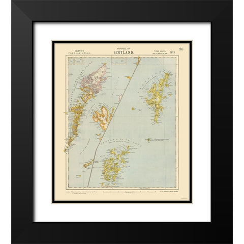 Scotland - Islands - Letts 1883 Black Modern Wood Framed Art Print with Double Matting by Letts