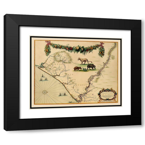 Sergipe Brazil South America - Blaeu 1662 Black Modern Wood Framed Art Print with Double Matting by Blaeu