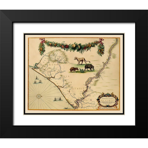 Sergipe Brazil South America - Blaeu 1662 Black Modern Wood Framed Art Print with Double Matting by Blaeu