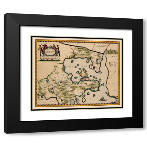 Shandong Province China - Blaeu 1655 Black Modern Wood Framed Art Print with Double Matting by Blaeu