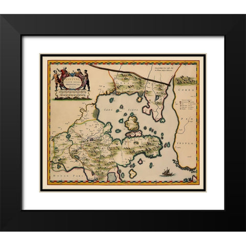 Shandong Province China - Blaeu 1655 Black Modern Wood Framed Art Print with Double Matting by Blaeu