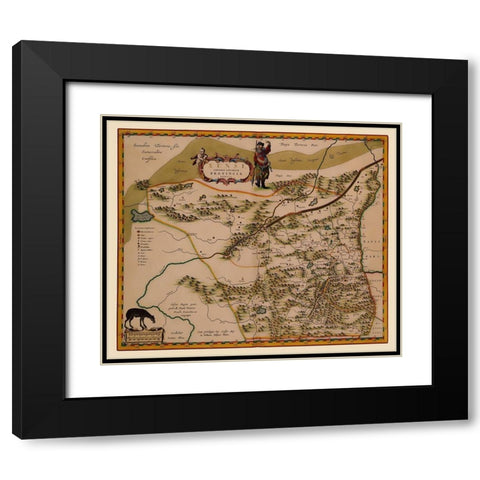 Shaanxi Province China - Blaeu 1655 Black Modern Wood Framed Art Print with Double Matting by Blaeu