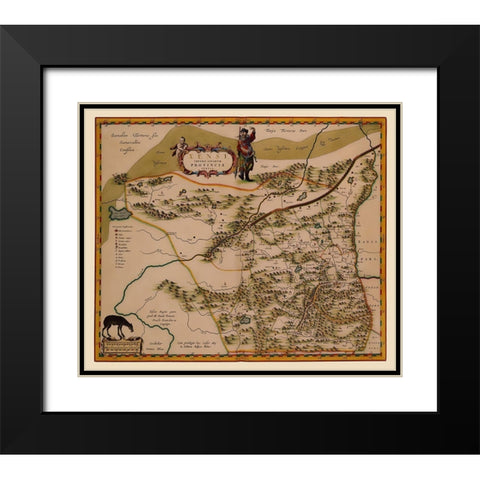 Shaanxi Province China - Blaeu 1655 Black Modern Wood Framed Art Print with Double Matting by Blaeu