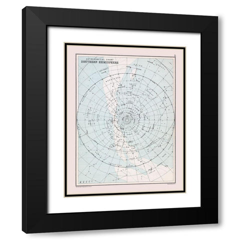 Southern Hemisphere - Bartholomew 1892 Black Modern Wood Framed Art Print with Double Matting by Bartholomew
