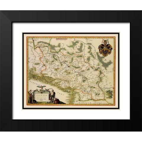 Eastern Europe Silesia Region Poland - Blaeu 1635 Black Modern Wood Framed Art Print with Double Matting by Blaeu