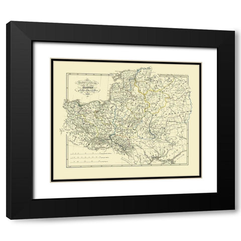 Europe Slavic People Empire 1125 - Spruner 1854 Black Modern Wood Framed Art Print with Double Matting by Spruner