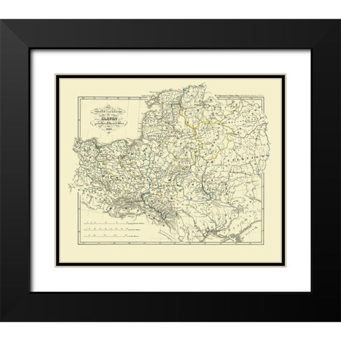Europe Slavic People Empire 1125 - Spruner 1854 Black Modern Wood Framed Art Print with Double Matting by Spruner