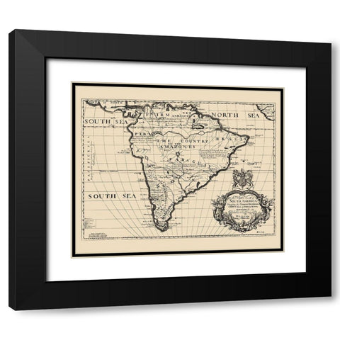 South America - Wells 1700 Black Modern Wood Framed Art Print with Double Matting by Wells