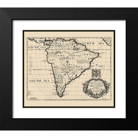 South America - Wells 1700 Black Modern Wood Framed Art Print with Double Matting by Wells