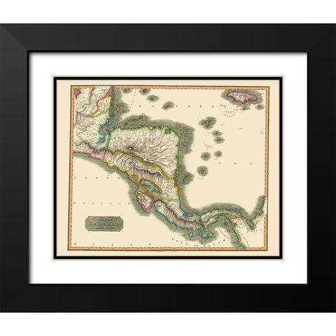 Southern Spanish North America - Thomson 1814 Black Modern Wood Framed Art Print with Double Matting by Thomson