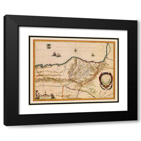 Europe Spain France Coast - Blaeu 1662 Black Modern Wood Framed Art Print with Double Matting by Blaeu
