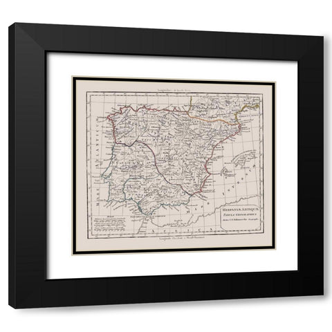Spain Portugal - Delamarche 1790 Black Modern Wood Framed Art Print with Double Matting by Delamarche