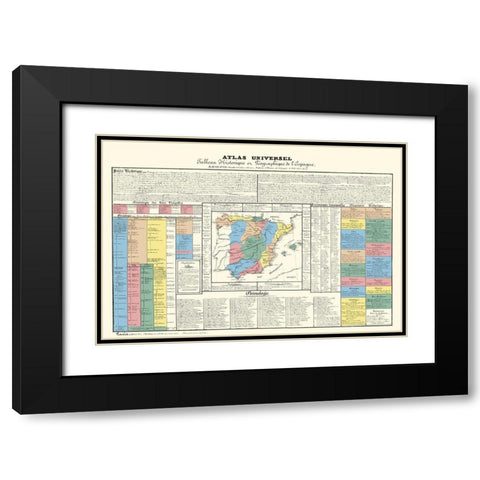 Spain Portugal - Johanneau 1831 Black Modern Wood Framed Art Print with Double Matting by Johanneau