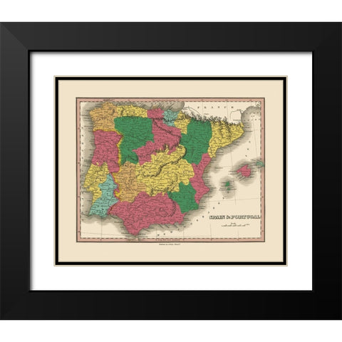 Spain Portugal - Finley 1833 Black Modern Wood Framed Art Print with Double Matting by Finley