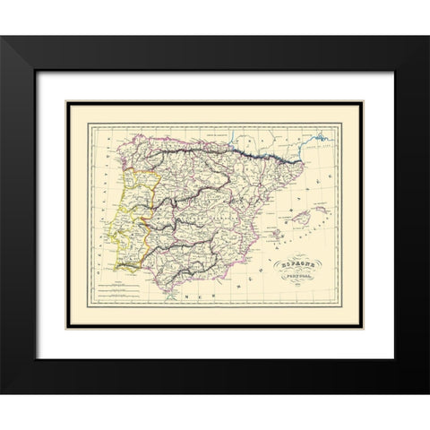 Spain Portugal - Andre 1836 Black Modern Wood Framed Art Print with Double Matting by Andre