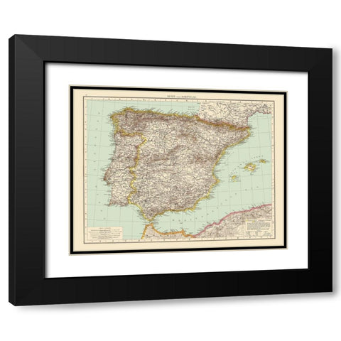 Spain Portugal - Andree 1895 Black Modern Wood Framed Art Print with Double Matting by Andree