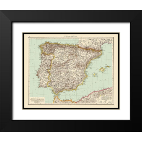 Spain Portugal - Andree 1895 Black Modern Wood Framed Art Print with Double Matting by Andree