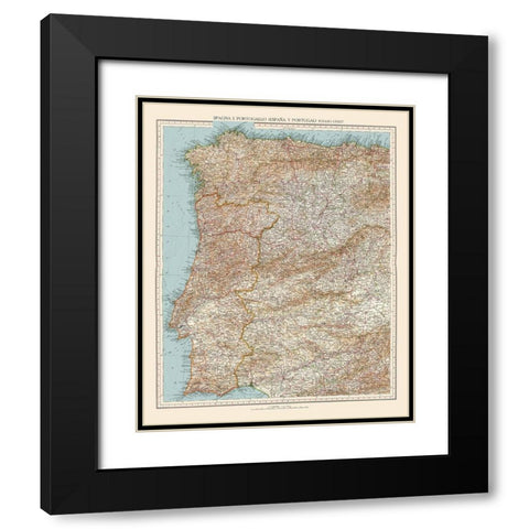 Western Spain Portugal - Touring Club Italiano Black Modern Wood Framed Art Print with Double Matting by Touring Club Italiano