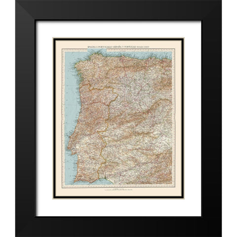Western Spain Portugal - Touring Club Italiano Black Modern Wood Framed Art Print with Double Matting by Touring Club Italiano