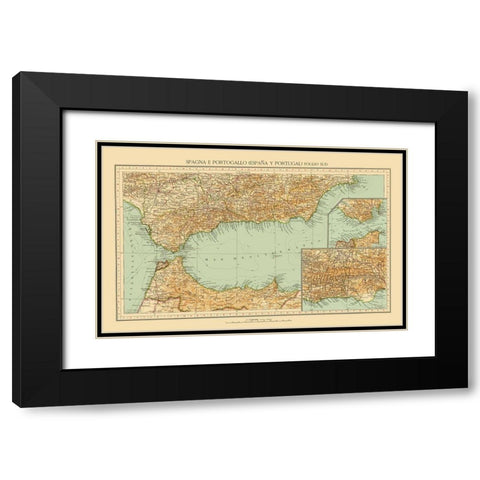Southern Spain - Touring Club Italiano 1929 Black Modern Wood Framed Art Print with Double Matting by Touring Club Italiano