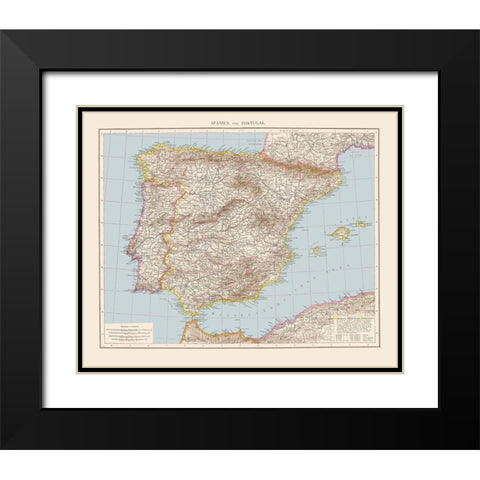 Spain Portugal - Andree 1893 Black Modern Wood Framed Art Print with Double Matting by Andree