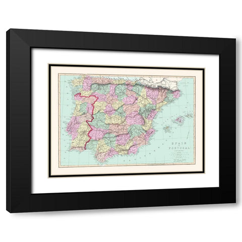 Spain Portugal - Williams 1873 Black Modern Wood Framed Art Print with Double Matting by Williams