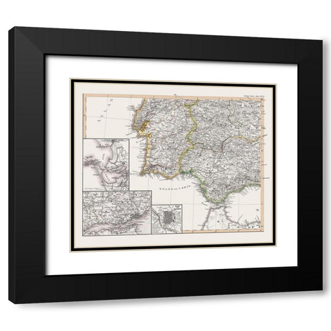 Southwest Spain Portugal - Perthes 1850 Black Modern Wood Framed Art Print with Double Matting by Perthes