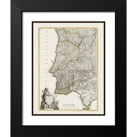 Spain Portugal - Lattre 1780 Black Modern Wood Framed Art Print with Double Matting by Lattre