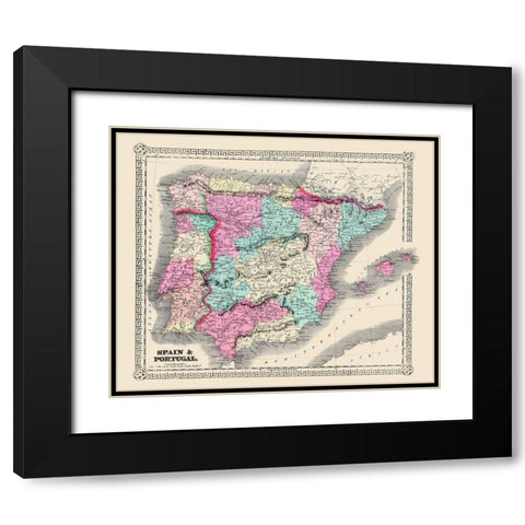 Spain Portugal - Schonberg 1865 Black Modern Wood Framed Art Print with Double Matting by Schonberg