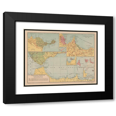 Spanish Possessions in North Africa - Martin 1903 Black Modern Wood Framed Art Print with Double Matting by Martin