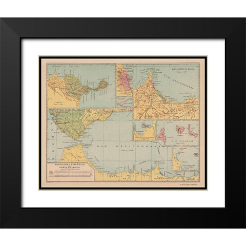 Spanish Possessions in North Africa - Martin 1903 Black Modern Wood Framed Art Print with Double Matting by Martin