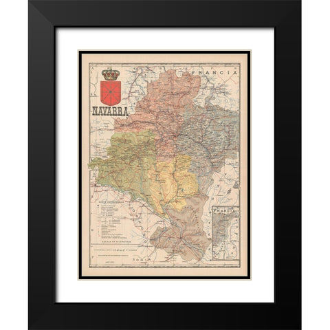 Europe Navarre France Spain - Martin 1902 Black Modern Wood Framed Art Print with Double Matting by Martin